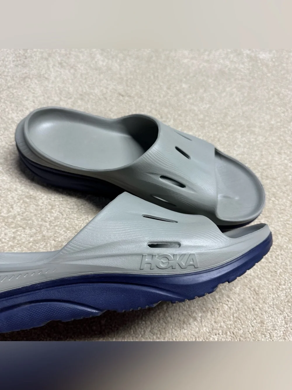Hoka One One Ora Recovery Slide Sandal Men's 14 Gray Blue Sportswear Casual